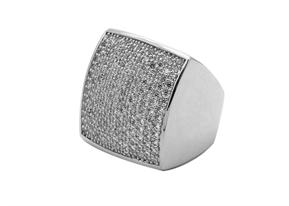 Rectangle Convex Micro Pave Ring